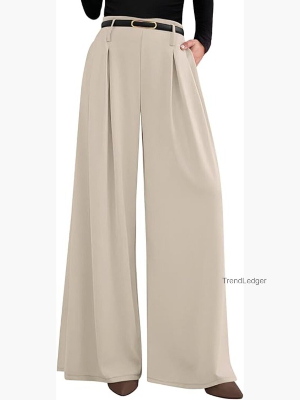 Wide Leg Trousers High Waisted Pleated Dress Pants Flowy Business Work Palazzo